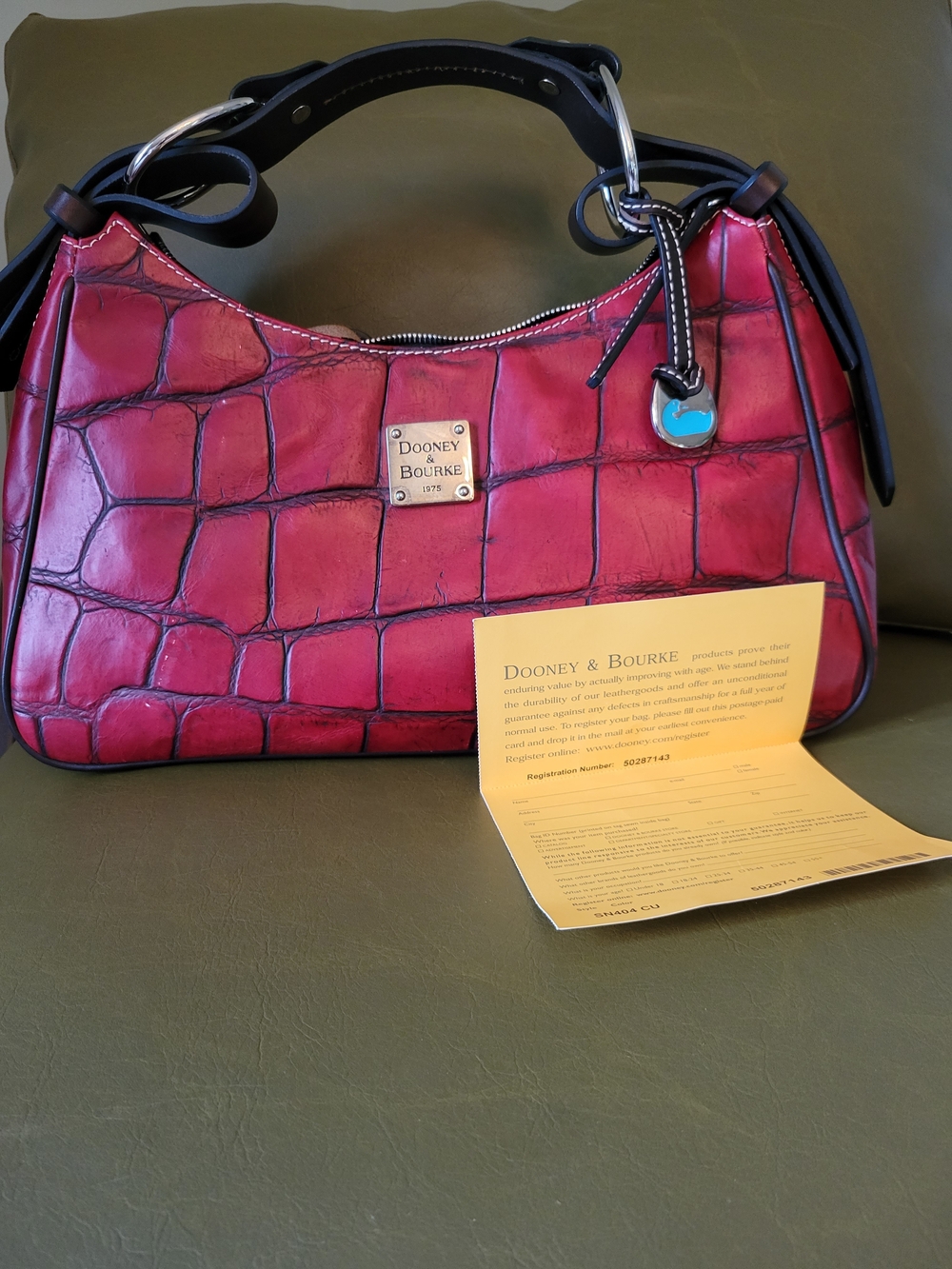 Dooney & Bourke Red Croc-Embossed Leather Shoulder Bag